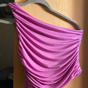 one shoulder purple top